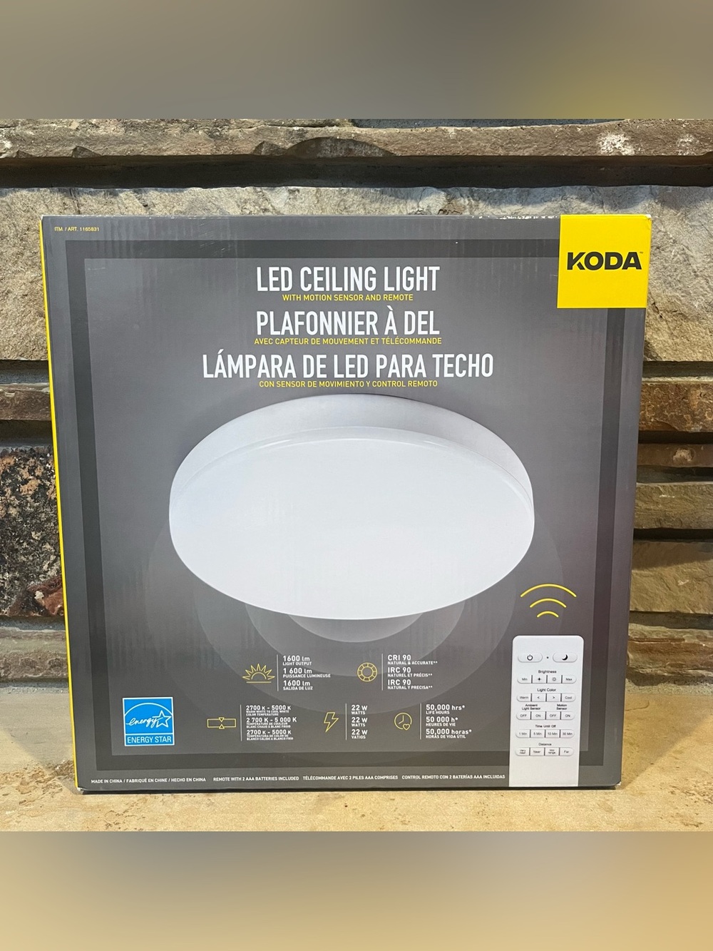 Koda LED Ceiling Light with Motion Sensor and Remote - White